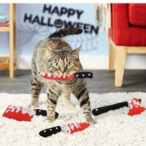 NIP! Set of 4 Horror Movie Murder Weapons Organic Catnip Toys!
